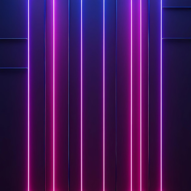 Photo 3d render abstract minimal neon background pink blue neon lines going up glowing in ultraviolet