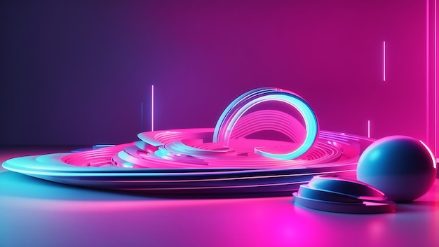 3d render abstract minimal neon background pink blue