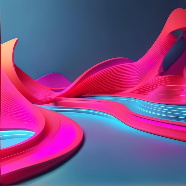 3d render abstract minimal neon background pink blue