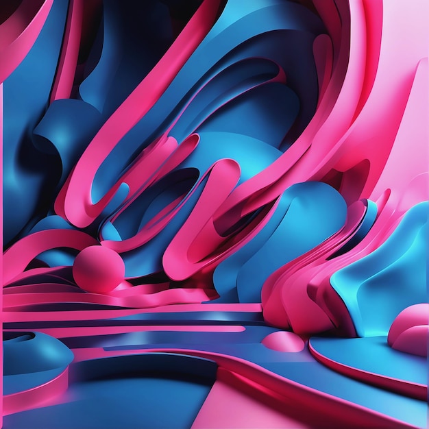 3d render abstract minimal neon background pink blue