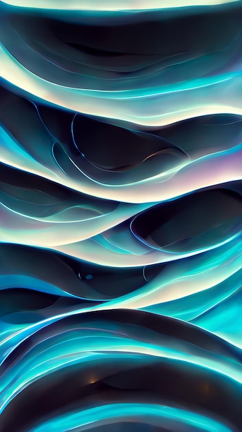 3d render abstract minimal neon background with glowing waves 3D illustration