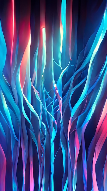 3d render abstract minimal neon background with glowing