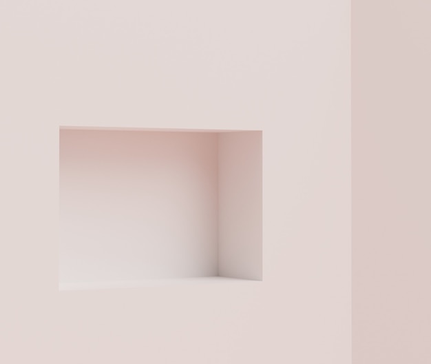 3d render of abstract minimal podiums display in beautiful light pink pastel color