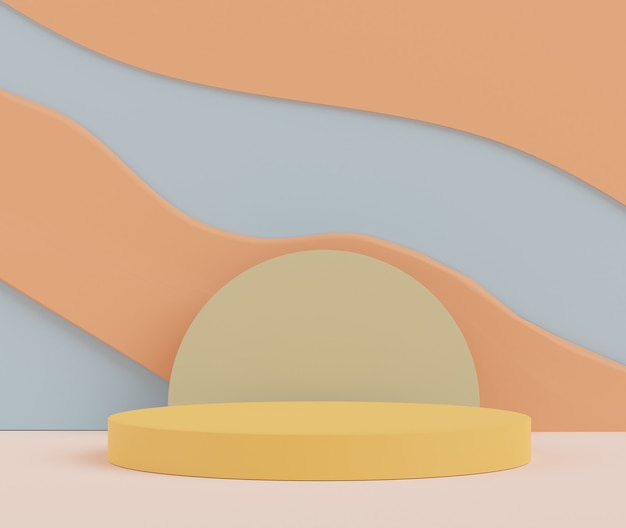 3d render of abstract minimal podiums display in beautiful pastel colors