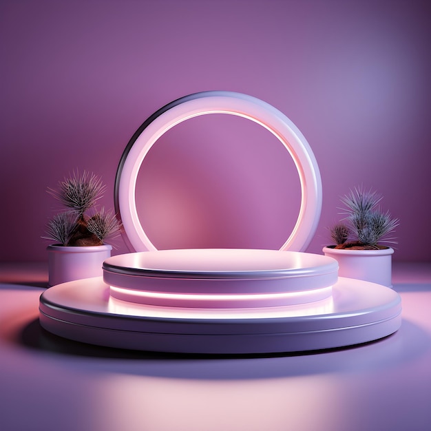 3d render abstract minimal scene with round podiums pedestal or platform for product presentation