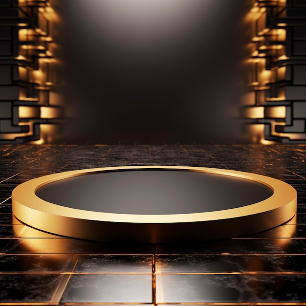 3d render abstract modern minimal background with black and gold cobblestones reflection in the