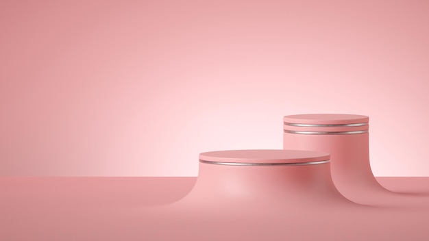 3d render abstract modern minimal futuristic pink background vacant cylinder pedestal