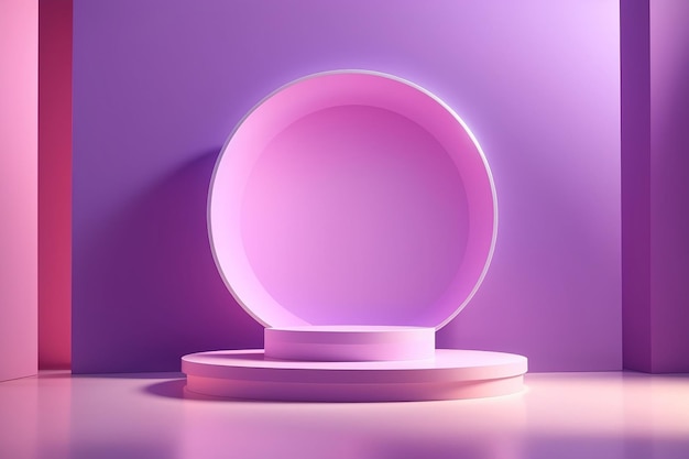 3d render Abstract modern minimal pastel violet background illuminated with bright light Showcase scene with cylinder podium for product presentation