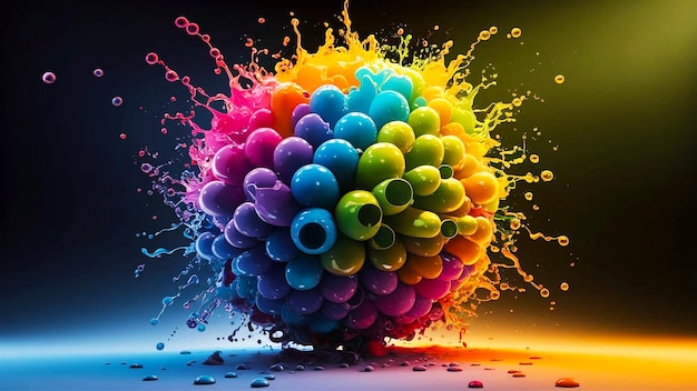 3d render abstract multicolored backdrop with vibrant liquid splash generative ai