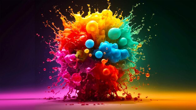 3d render abstract multicolored backdrop with vibrant liquid splash generative ai