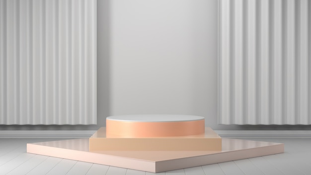 3d Render of abstract pink color geometric shape , modern minimalist mockup for podium display or showcase