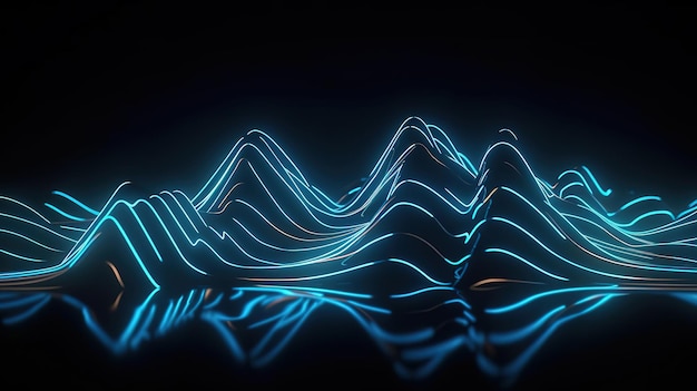 3d render abstract simple background with glowing zigzag lines Generative Ai