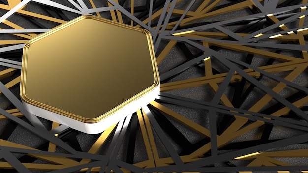 3D Render abstract wallpaper color black gold