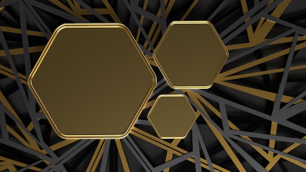 3D Render abstract wallpaper color black gold