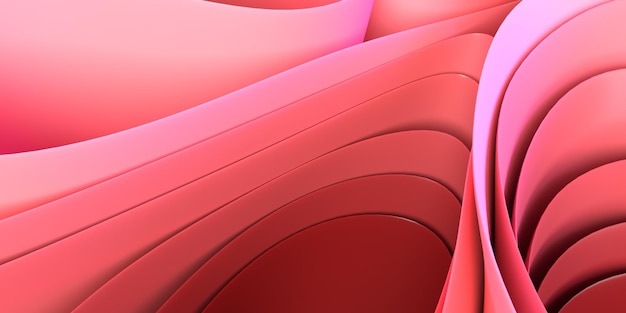 3D render abstract wallpaper wave effect gradient red colors