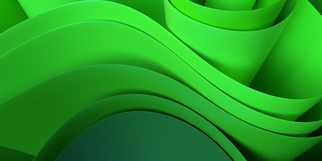 3D render abstract wallpaper wave effect green color gradient