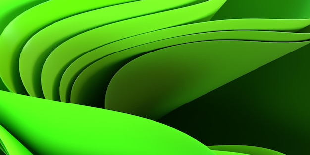 3D render  abstract wallpaper wave effect green color gradient