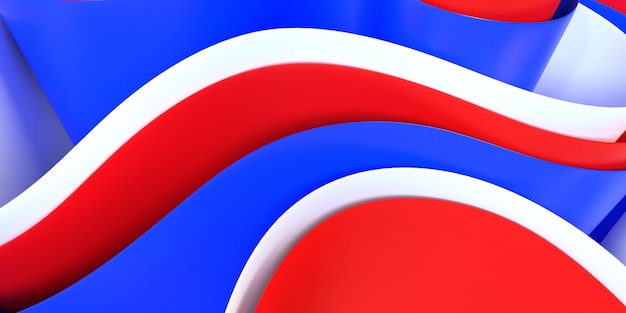 3D render abstract wallpaper wave effect red, blue white colors