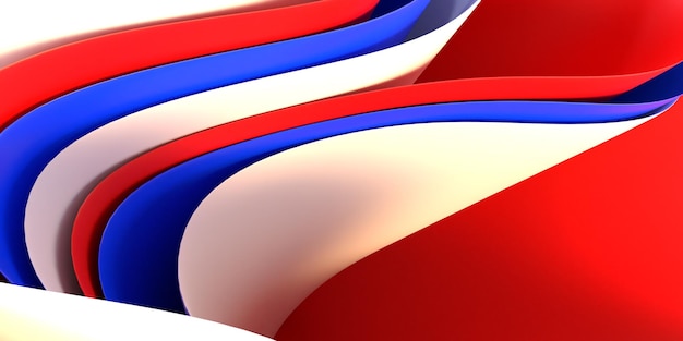 3D render abstract wallpaper wave effect red, blue white colors