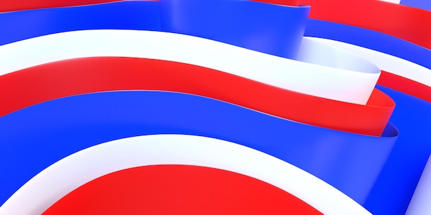 3D render abstract wallpaper wave effect red, blue white colors