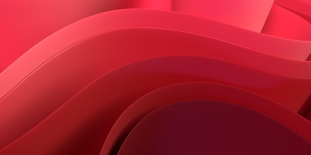 3D render abstract wallpaper wave effect Red color gradient