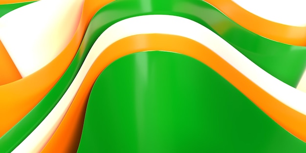 3D render abstract wallpaper wave green, white, orange color for wallpaper desktop