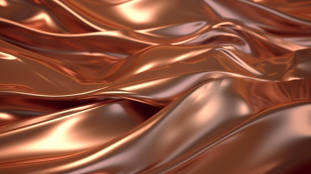 3D render of an abstract wavy metallic bronze cloth 8kGenerative AI