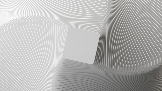 3d render abstract white geometric background minimal flat lay square blank card deck