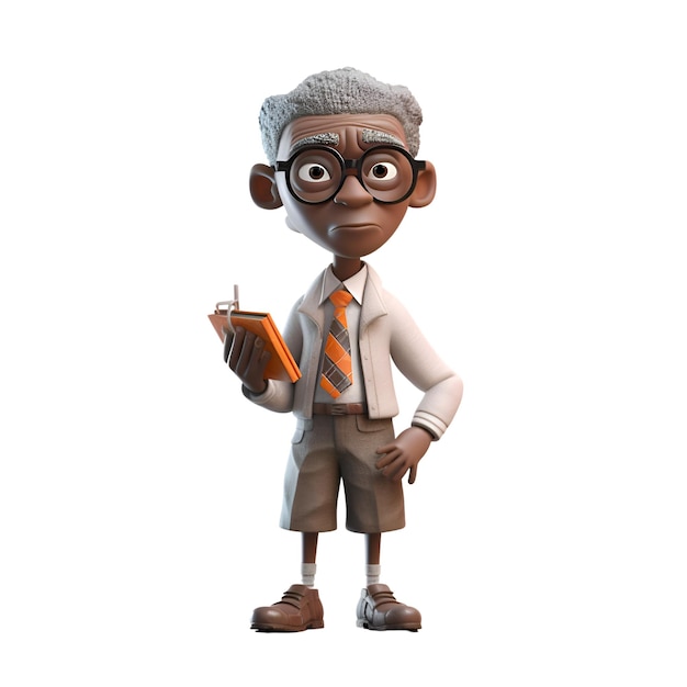 3D Render of an African American Business Man with a Notebook