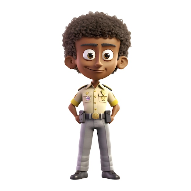 3D Render of an African American Policeman with a white background