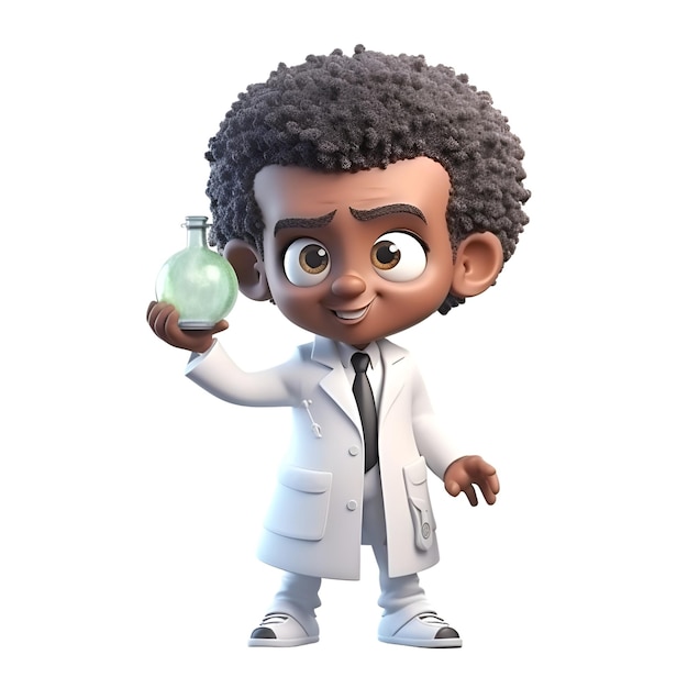 3D Render of an AfricanAmerican scientist with a lab coat