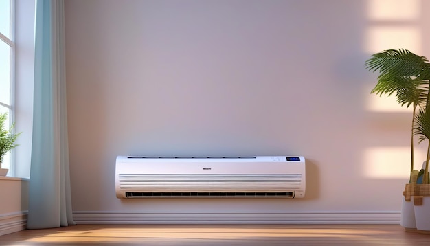 3D Render of Air Conditioner in Contemporary Livingroom