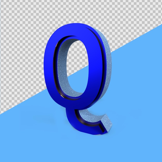 3D Render Alphabet Blue Q