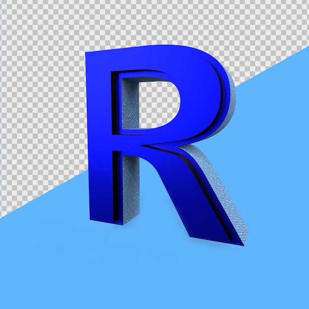 3D Render Alphabet Blue R