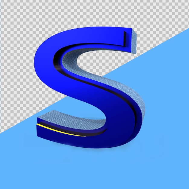 3D Render Alphabet Blue S