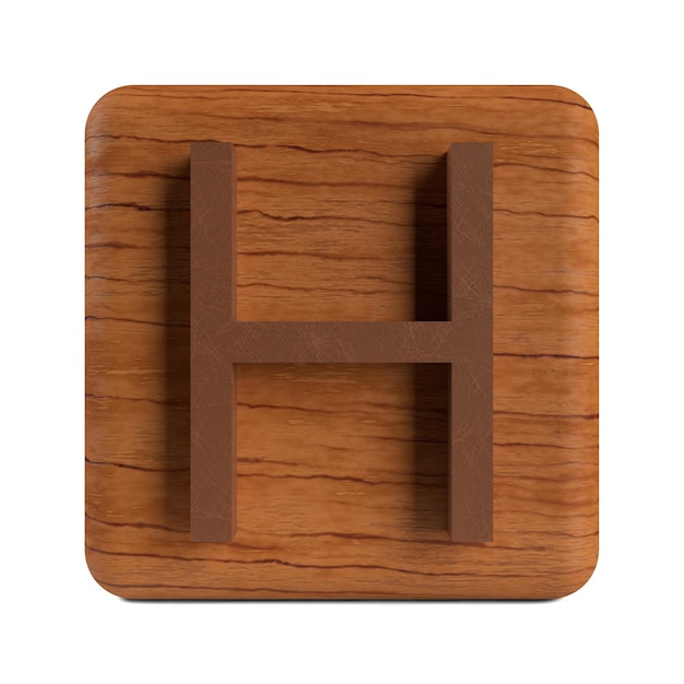 3d render the alphabet H wood