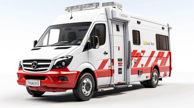 3D render Ambulance isolated on white background