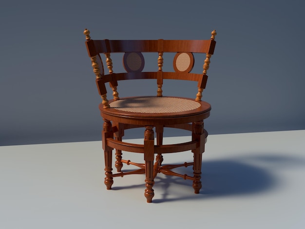 3d render antiques chair in blue gray background