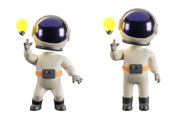 3d render of astronaut character doing get an idea pose