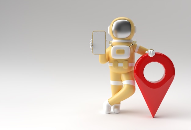 3d Render Astronaut with Map Pointer 3d illustration Design.