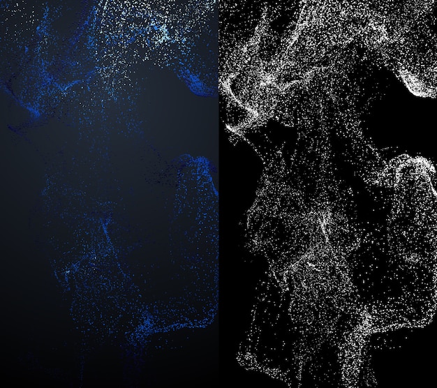 3d render background with complex particles simulation. Isolated flowing particles.