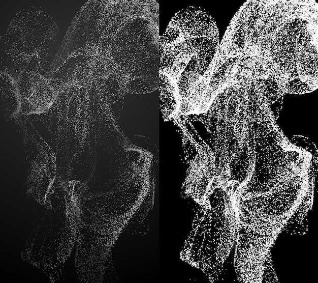 3d render background with complex particles simulation. Isolated flowing particles.