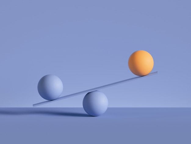 3d render of balls placed on scales, isolated