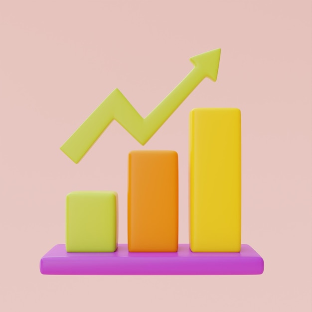 3d render bar graph isolated on pastel background minimal design3d rendering