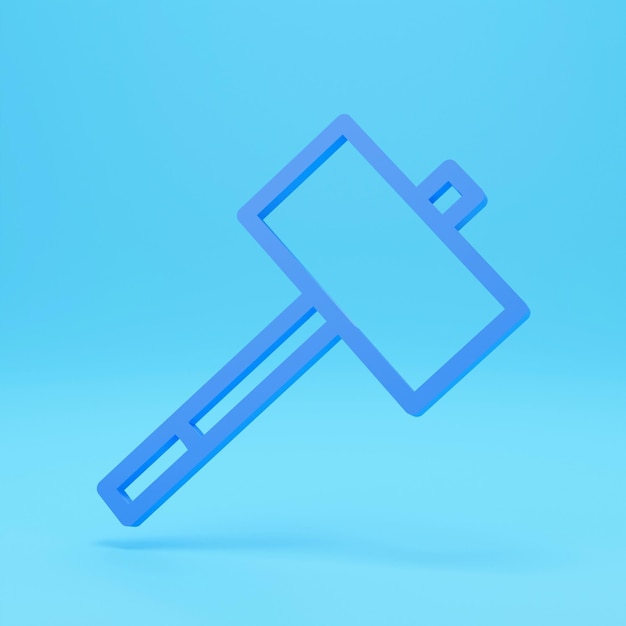 3d render of Battle hammer icon isolated on colour background 3d render illustration of hammer