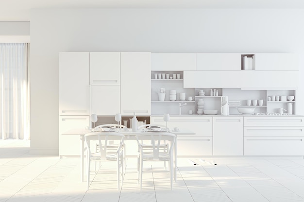 3d render of beautiful modern kitchen