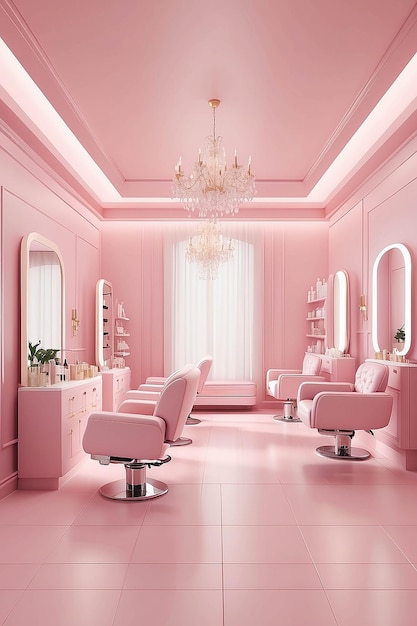 3d render beauty spa nail salon on pastel pink background 3d illustration of luxury Beauty Studio