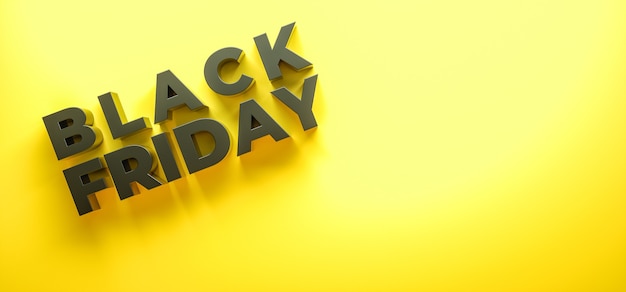 3d render. Black Friday sale season concept. Banner design for promotion or advertisement.