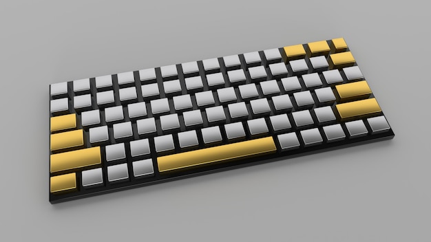 Photo 3d render black gold keyboard