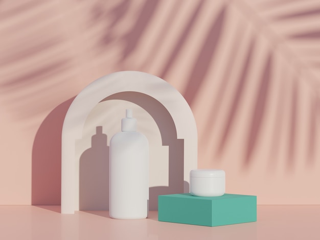 3d render of blank cosmetics skincare product or packaging for mock up Beauty soap and spa concept